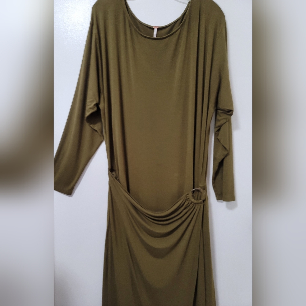 Free People Olive Asyssa Long Sleeve Jersey Maxi Wrap Dress Size Large - Picture 6 of 16